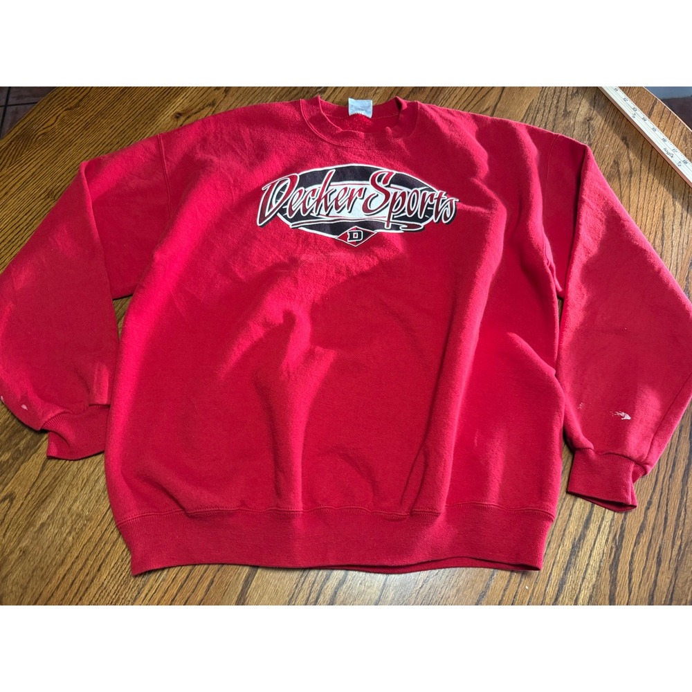 Vintage Jerzees Super Sweats Decker Sports Red Crewneck Sweatshirt XL